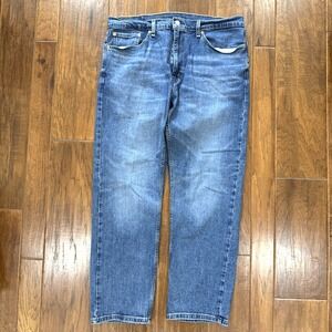 Levi's 505 Jeans Mens 36x30 Blue Whiskers Grunge Straight Leg Spandex Casual Dad